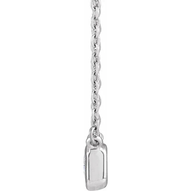 14K Gold 0.50 CT Emerald Cut Bezel Lab Diamond Necklace