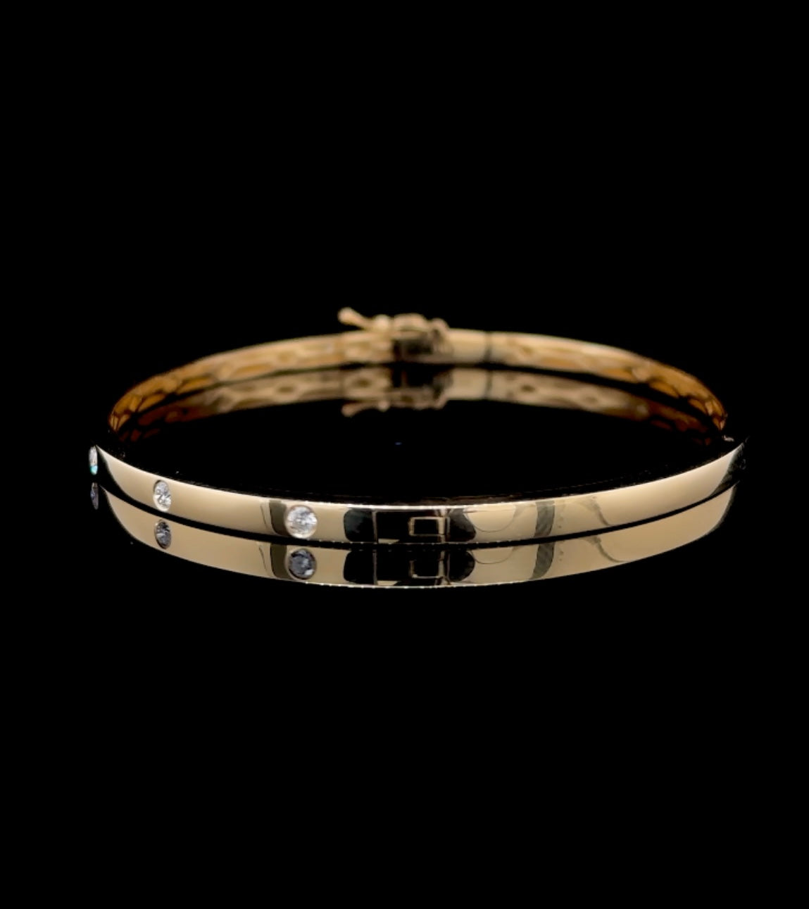 14K Solid Gold Diamond Bezel Bangle