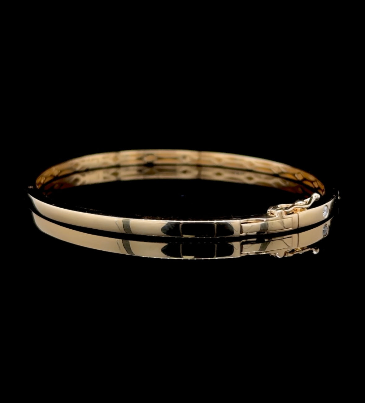 14K Solid Gold Diamond Bezel Bangle