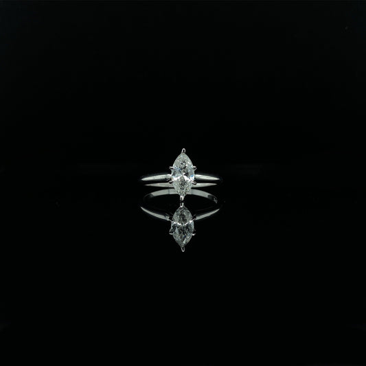 14K White Gold 0.61CT Marquise Cut Solitaire Diamond Engagement Ring