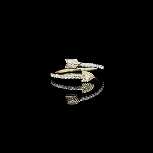 14K Gold 0.25 CT Natural Diamond Arrow Ring