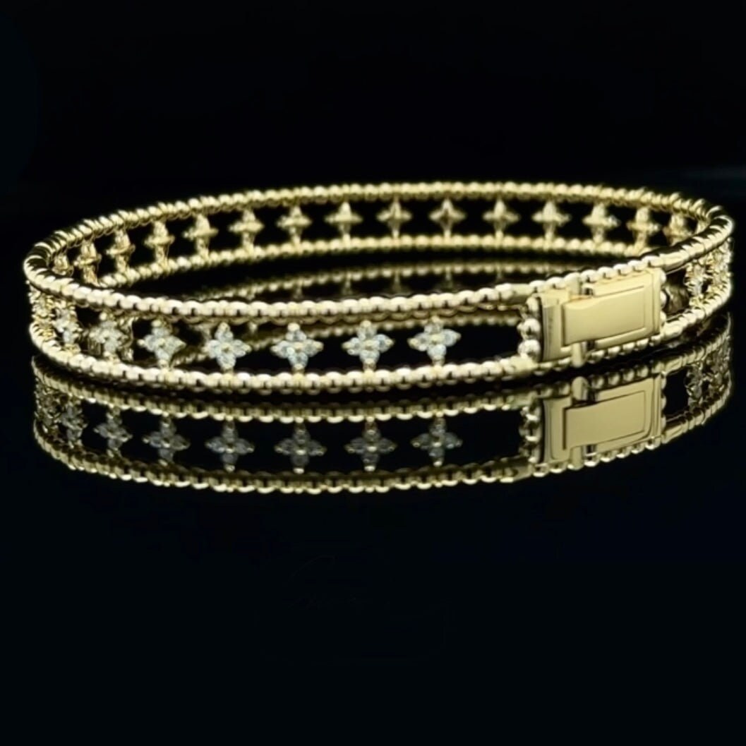 14K Gold 0.81 CT Star Flexible Diamond Bangle