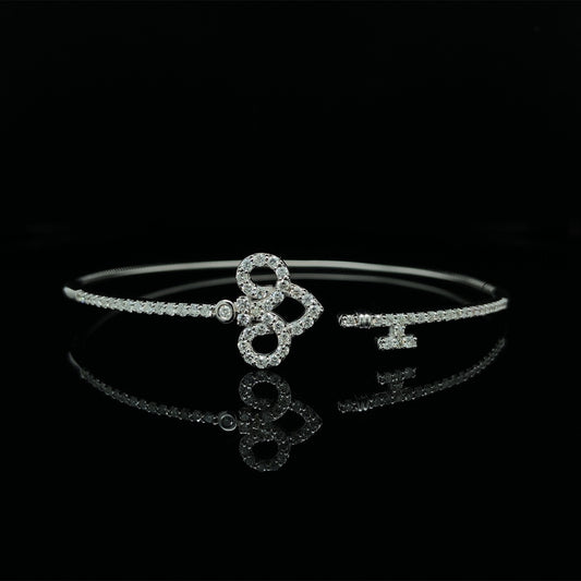 14K Gold Natural Diamond Key Cuff Flex Bangle