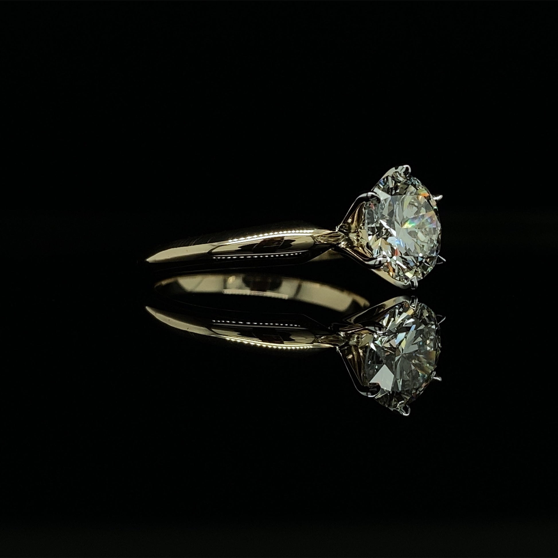 1.5 CT Natural Round-Cut Diamond Six Prong Engagement Ring