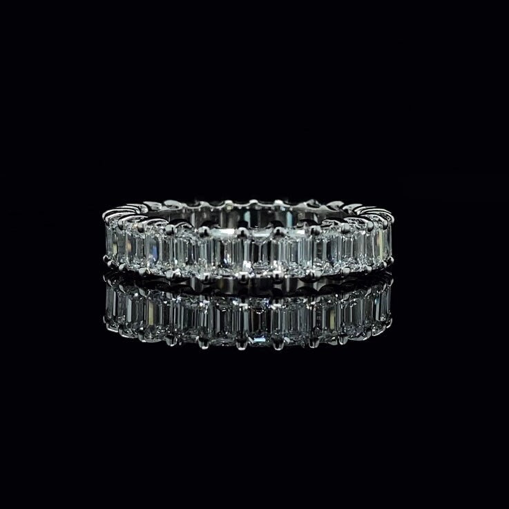 14K White Gold 3 CT Emerald Cut Eternity Band