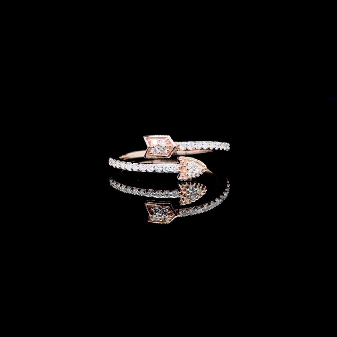 14K Gold 0.25 CT Natural Diamond Arrow Ring