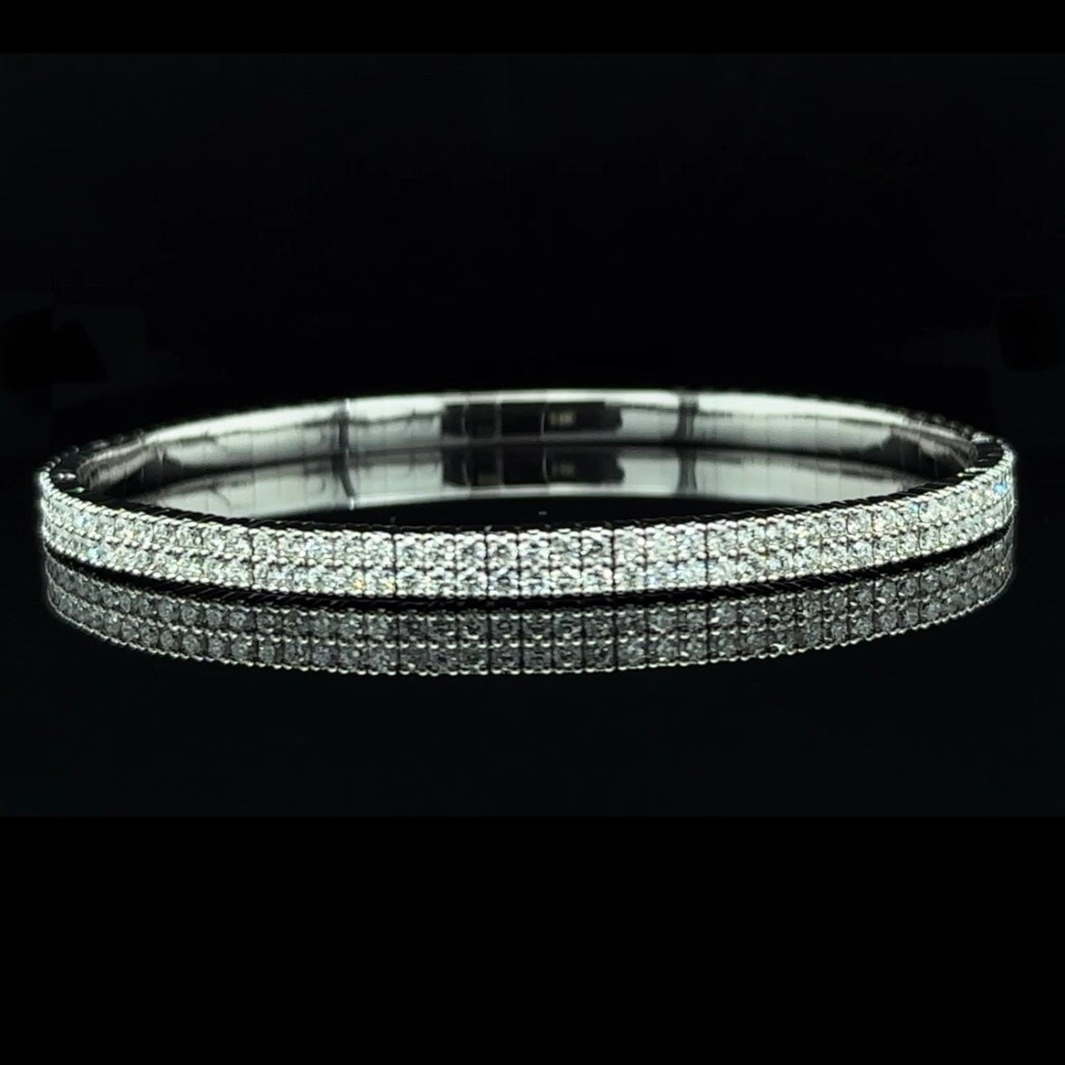 14K Gold Two Row Natural Diamond 2CT Flex Bangle