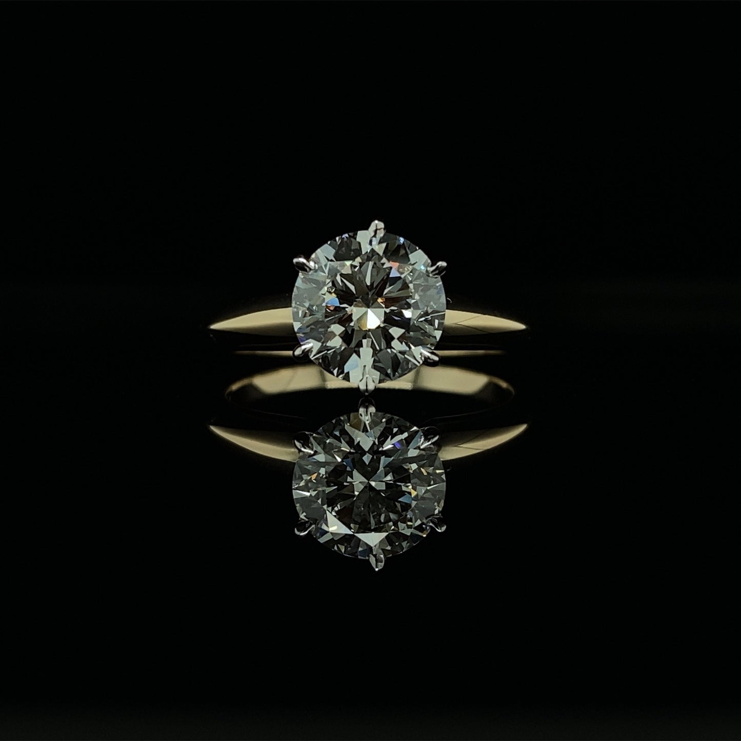 1.5 CT Natural Round-Cut Diamond Six Prong Engagement Ring