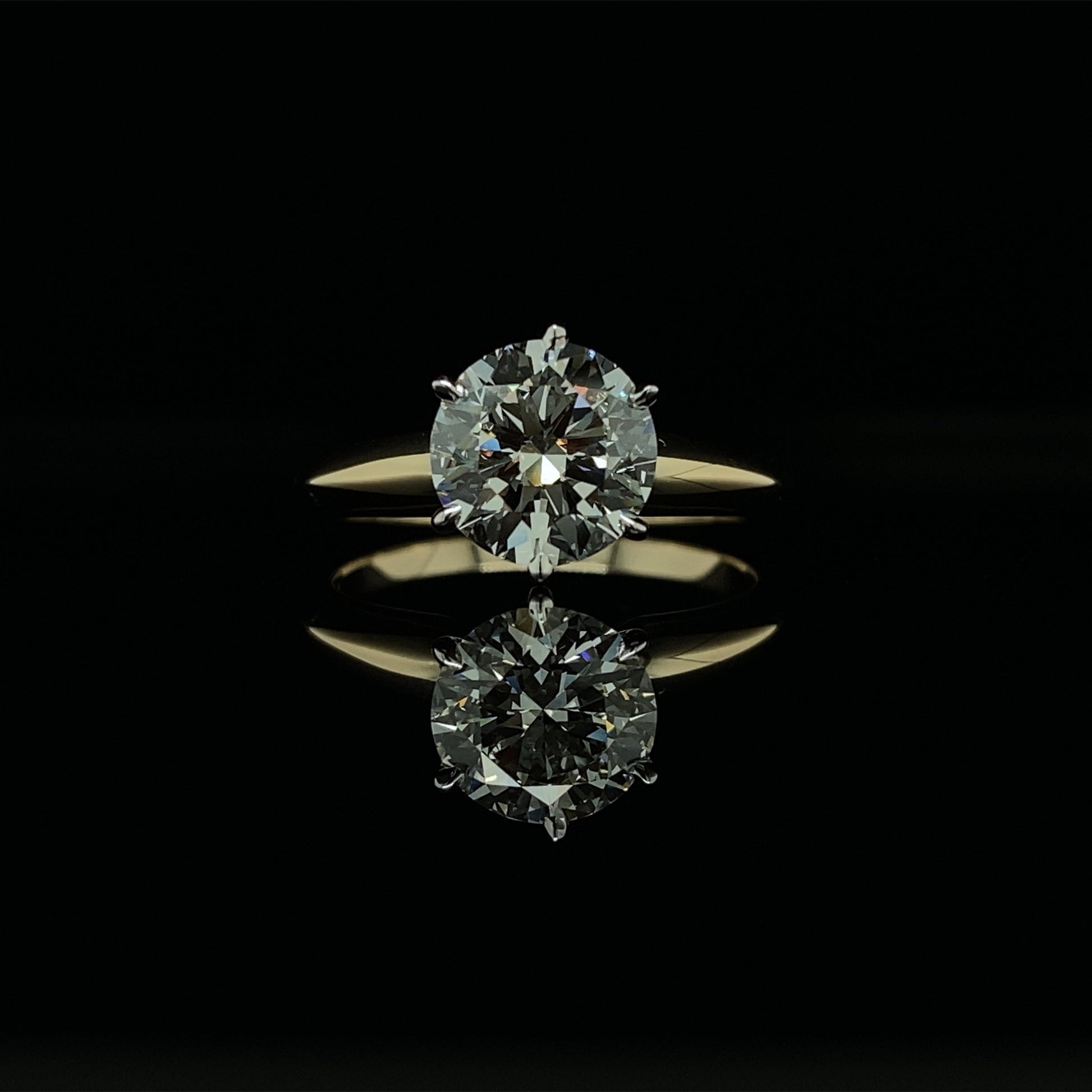 1.5 CT Natural Round-Cut Diamond Six Prong Engagement Ring
