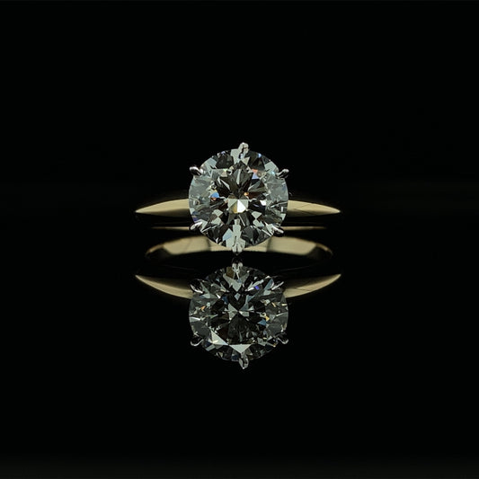 1.5 CT Natural Round-Cut Diamond Six Prong Engagement Ring