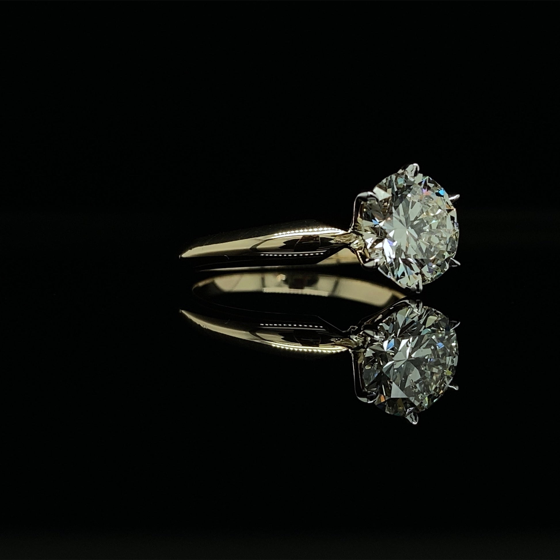 1.5 CT Natural Round-Cut Diamond Six Prong Engagement Ring