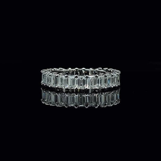 14K White Gold 3 CT Emerald Cut Eternity Band