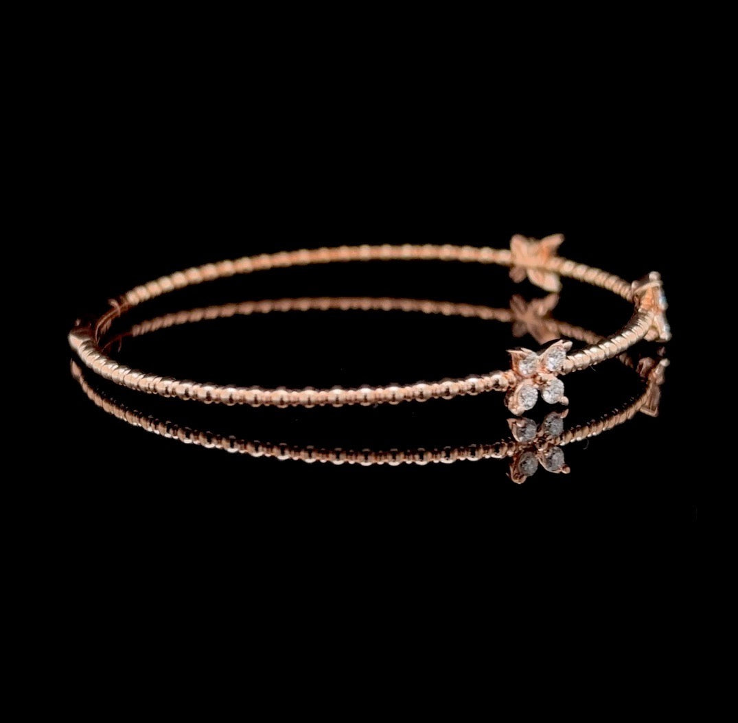 18K Solid Gold O Chain Natural Diamond Bracelet Flower Charm Elegant  Jewelry | eBay