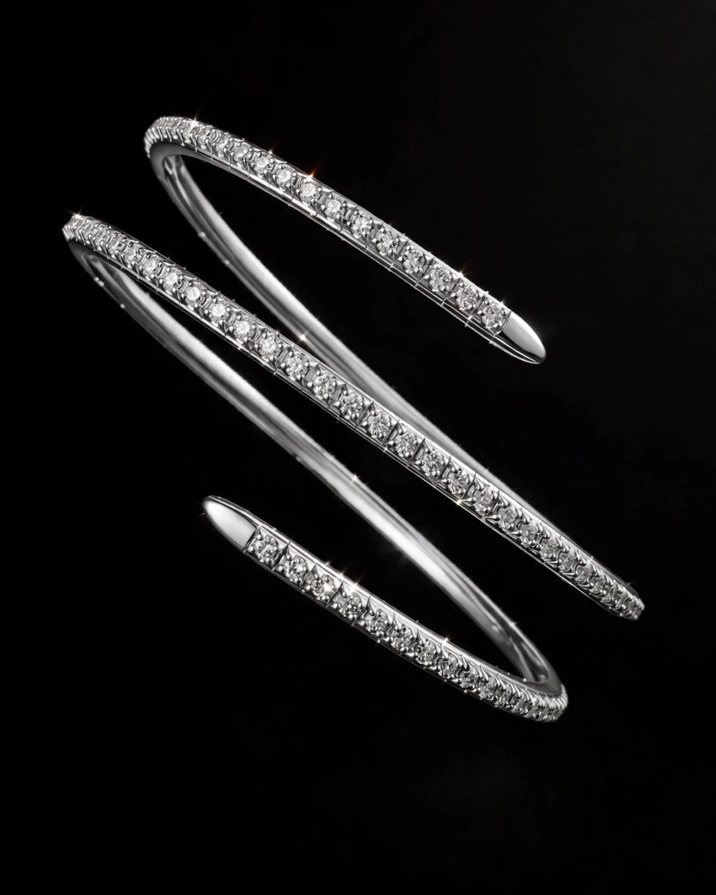 Spirale Natural Diamond Bangle in 14K Gold