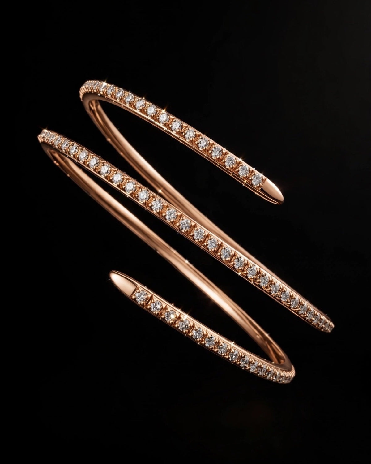 Spirale Natural Diamond Bangle in 14K Gold