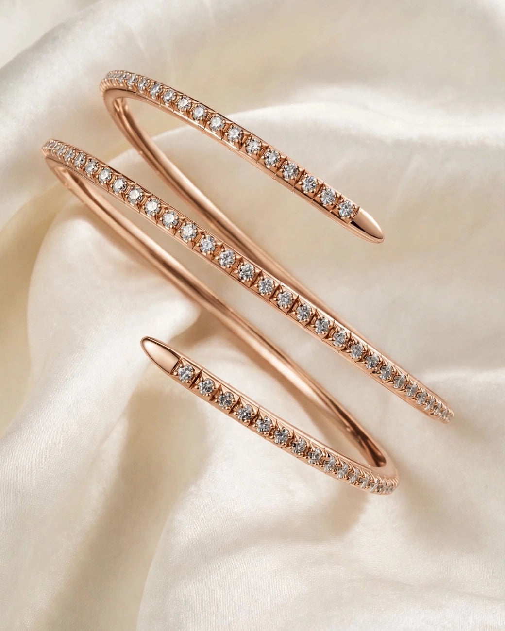 Spirale Natural Diamond Bangle in 14K Gold