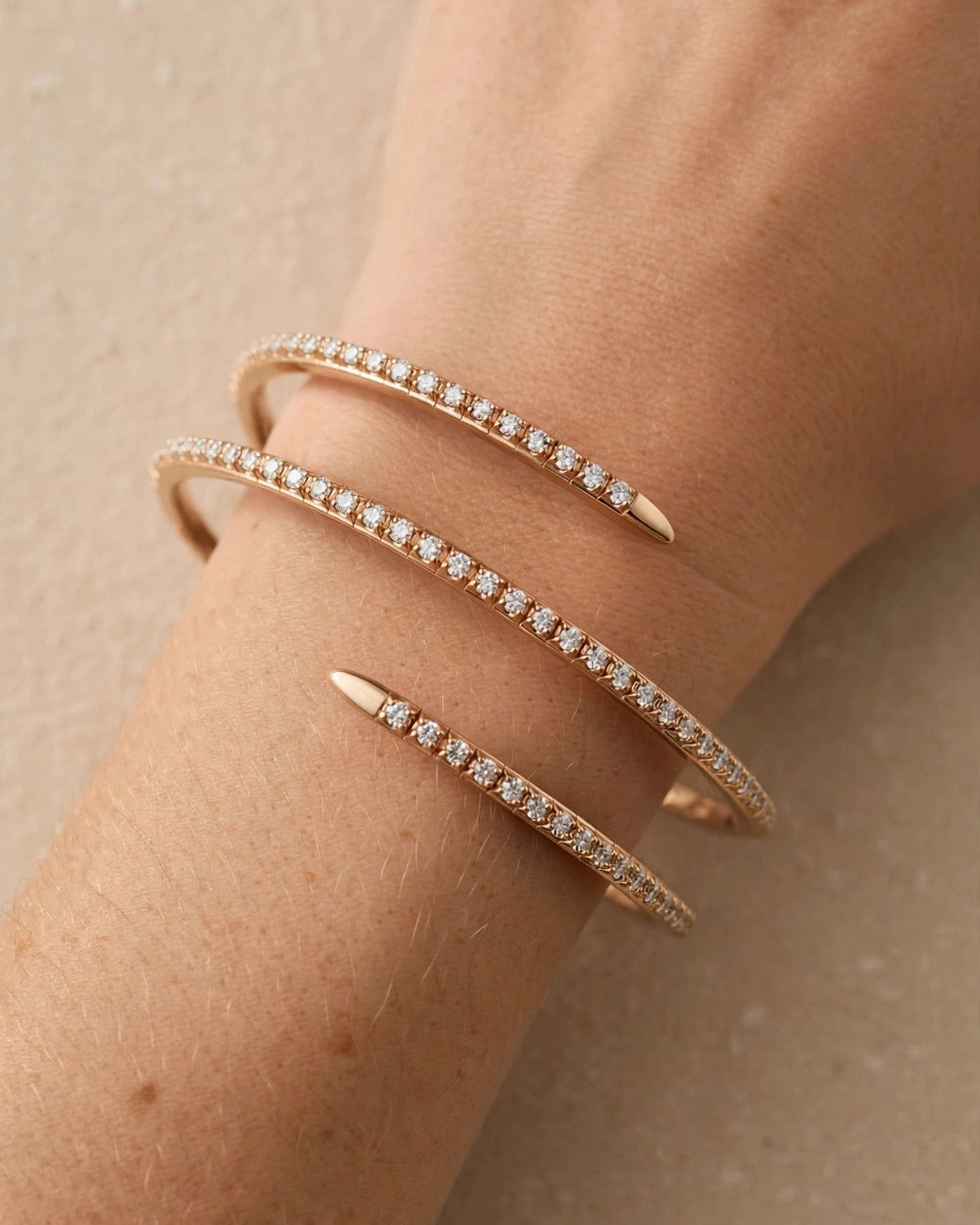 Spirale Natural Diamond Bangle in 14K Gold