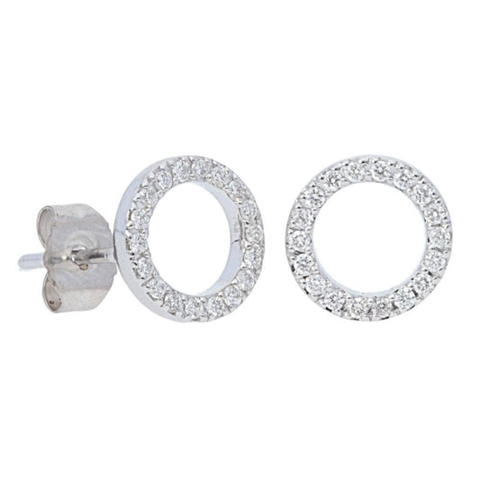 Open Pave Diamond Circle Stud Earrings