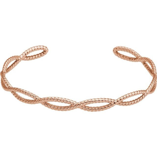 14K Gold Twisted Rope Cuff Bracelet