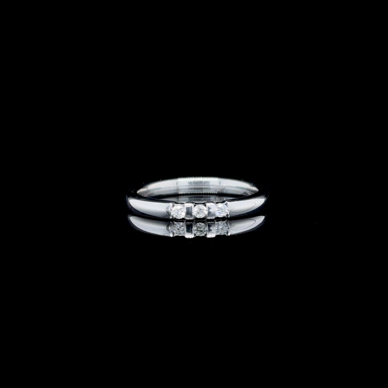 14K White Gold 0.13 CT Natural Diamond Tri Ring