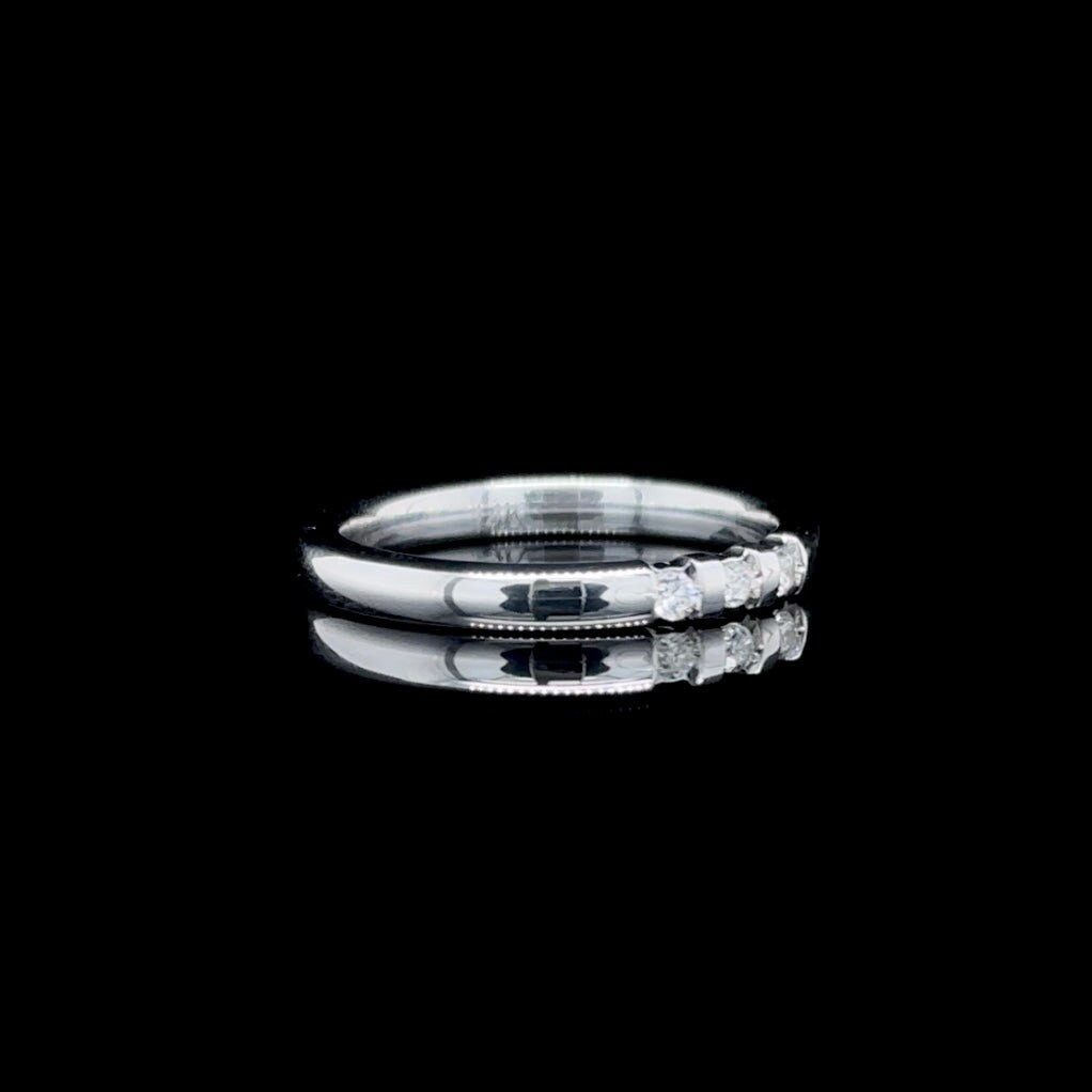 14K White Gold 0.13 CT Natural Diamond Tri Ring