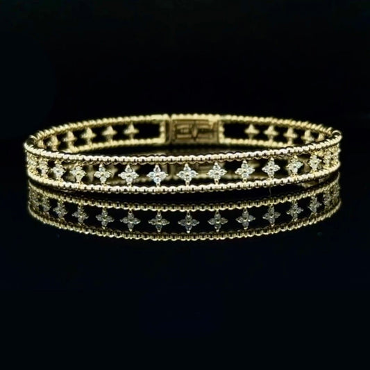 14K Gold 0.81 CT Star Flexible Diamond Bangle