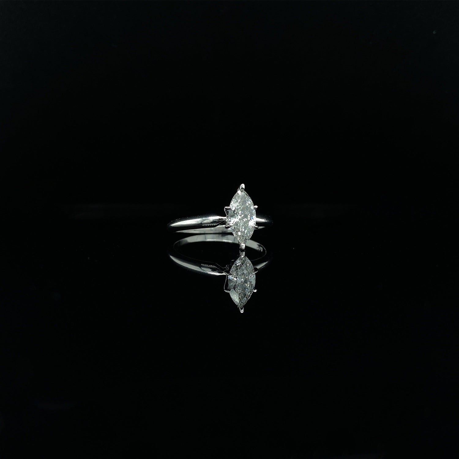 14K White Gold 0.61CT Marquise Cut Solitaire Diamond Engagement Ring