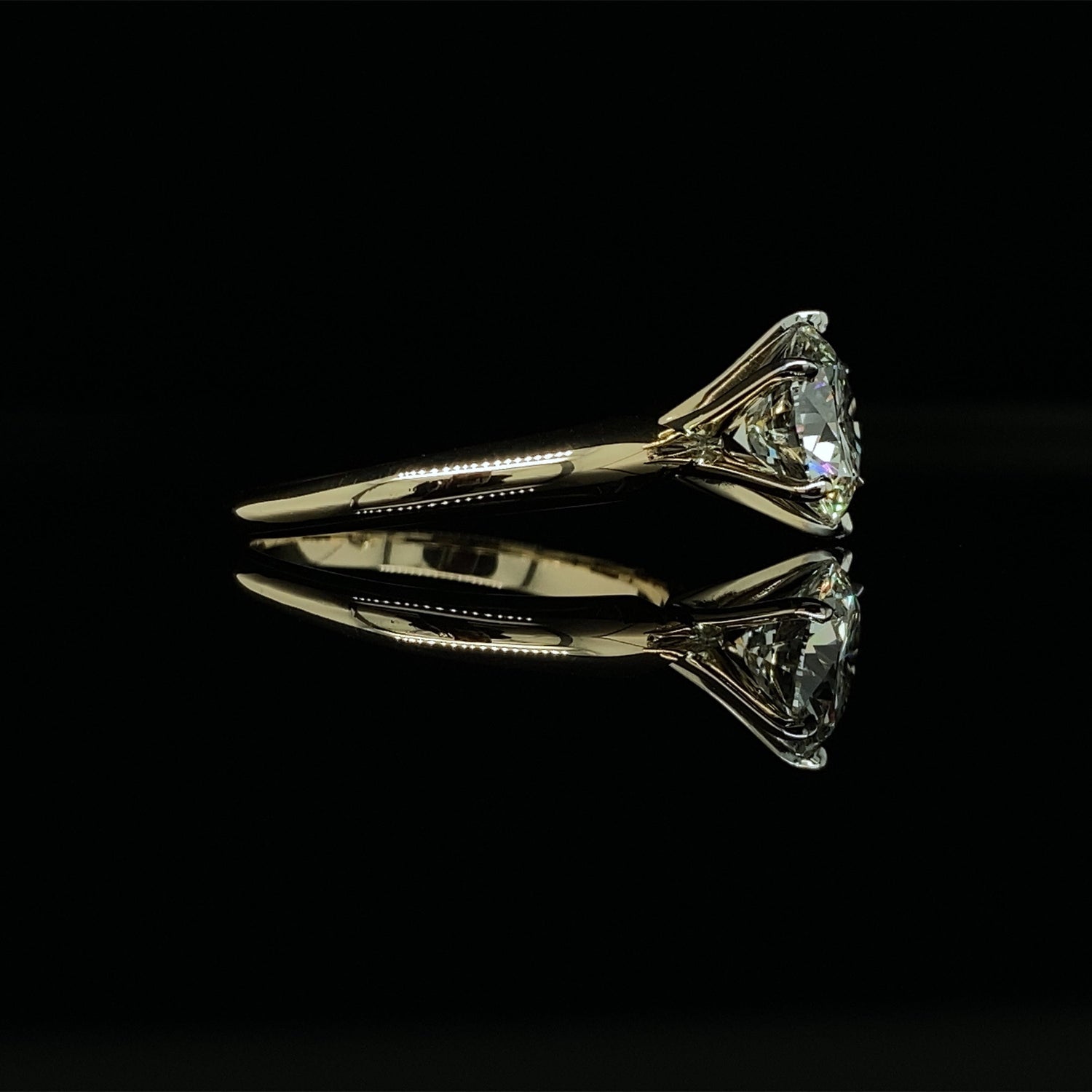 1.5 CT Natural Round-Cut Diamond Six Prong Engagement Ring