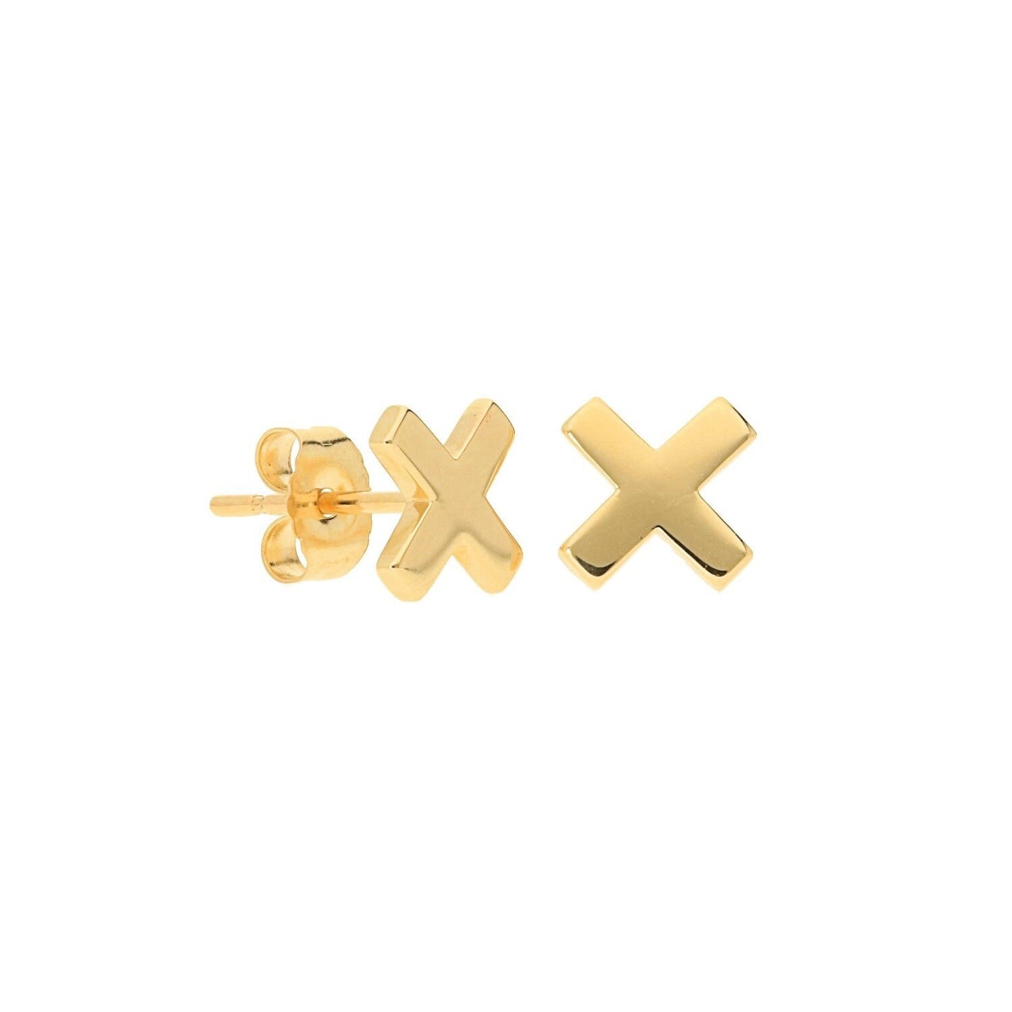 14K Yellow Gold X Stud Earrings