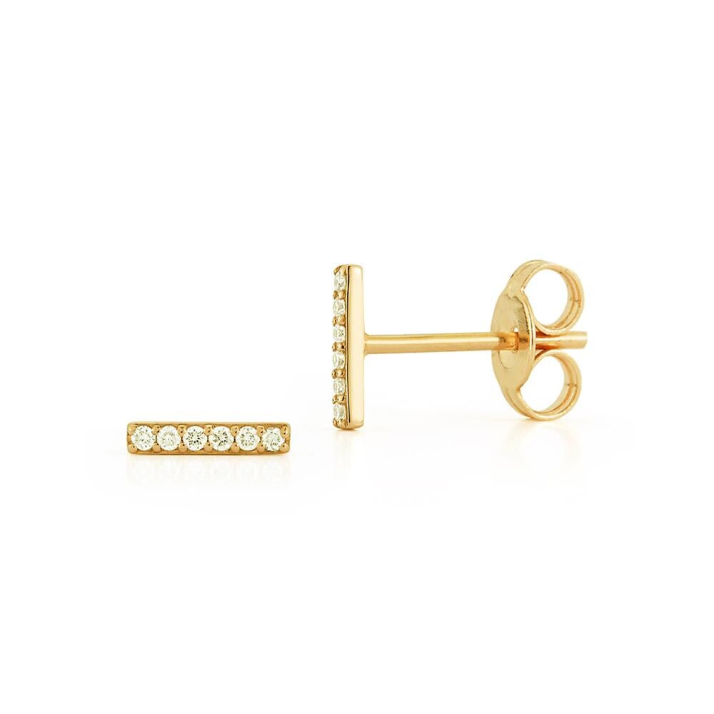 Small Diamond Bar Stud Earrings