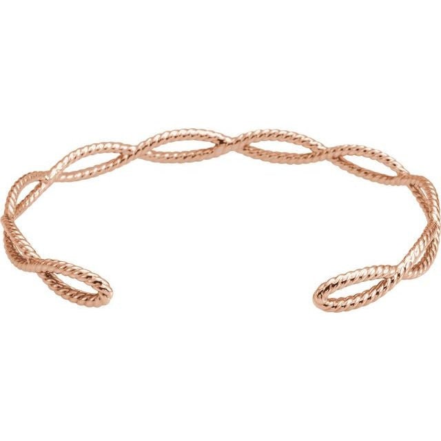 14K Gold Twisted Rope Cuff Bracelet