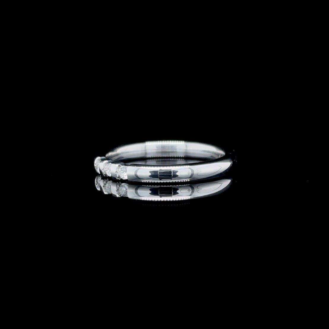 14K White Gold 0.13 CT Natural Diamond Tri Ring