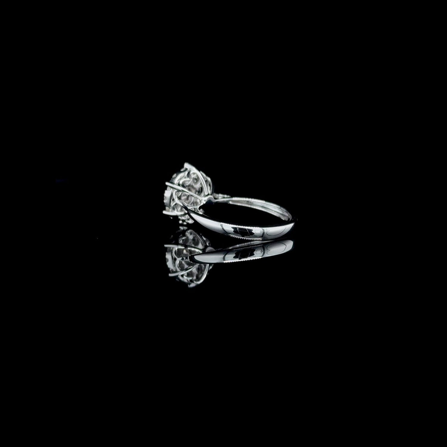 14K White Gold 1.07 CT Natural Diamond Cluster Round Flower Ring