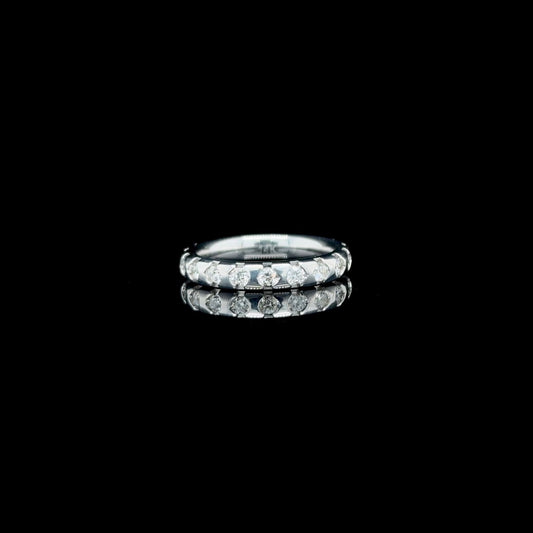 14K White Gold 0.77 CT Natural Diamond Dome Eternity Ring