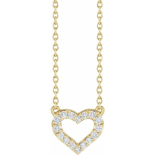 14K Gold 0.20 CT Lab-Grown Diamond Heart Necklace