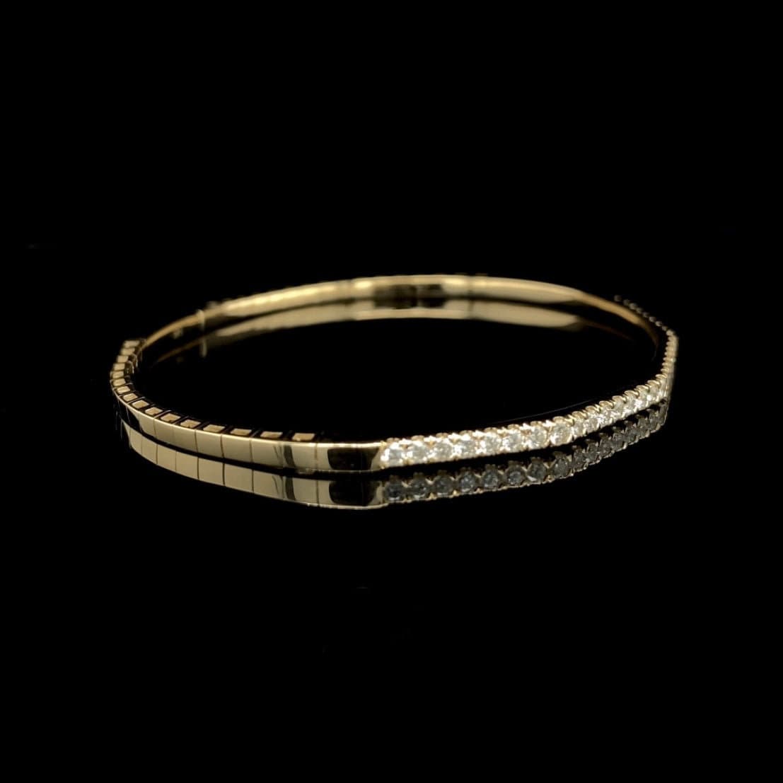 14K Gold 0.89 CT Natural Diamond Octagon Flex Bangle