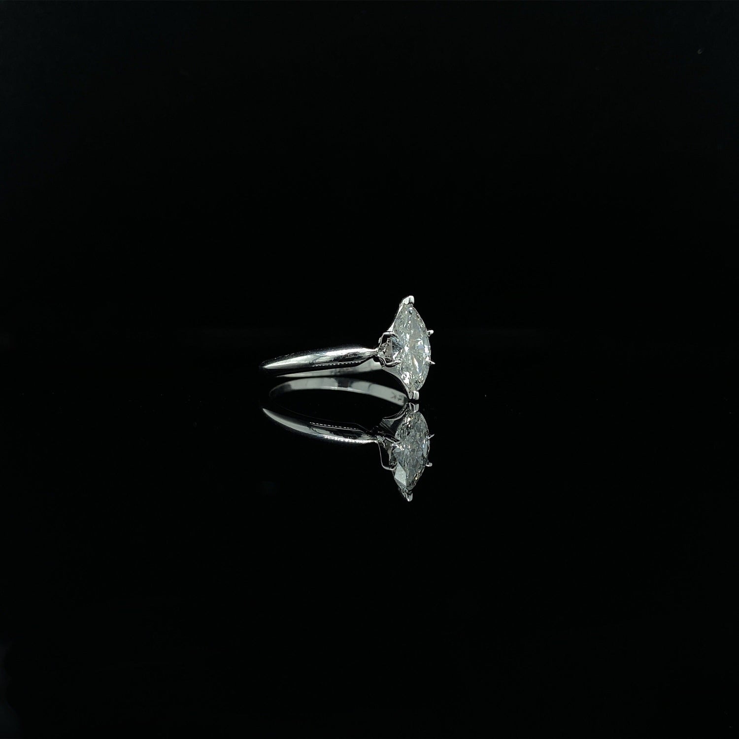 14K White Gold 0.61CT Marquise Cut Solitaire Diamond Engagement Ring