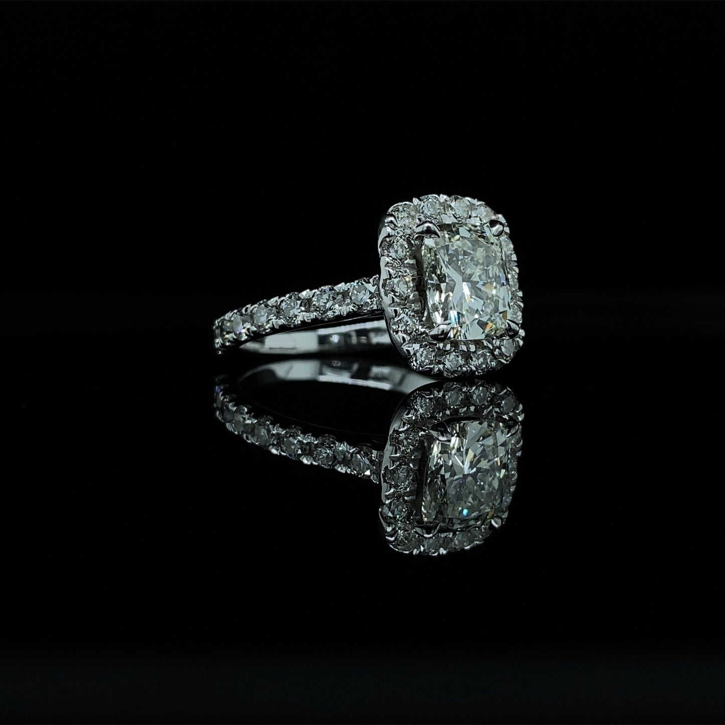 2 CT Natural Cushion-Cut Halo Diamond Engagement Ring