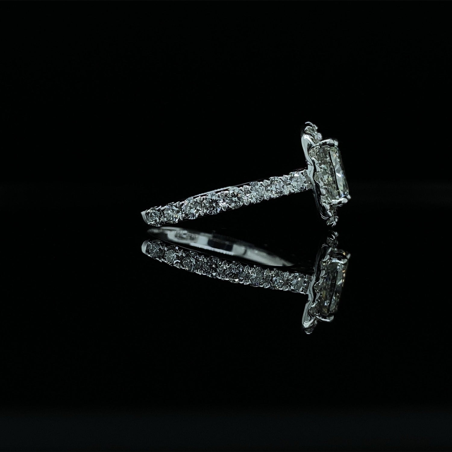 2 CT Natural Cushion-Cut Halo Diamond Engagement Ring