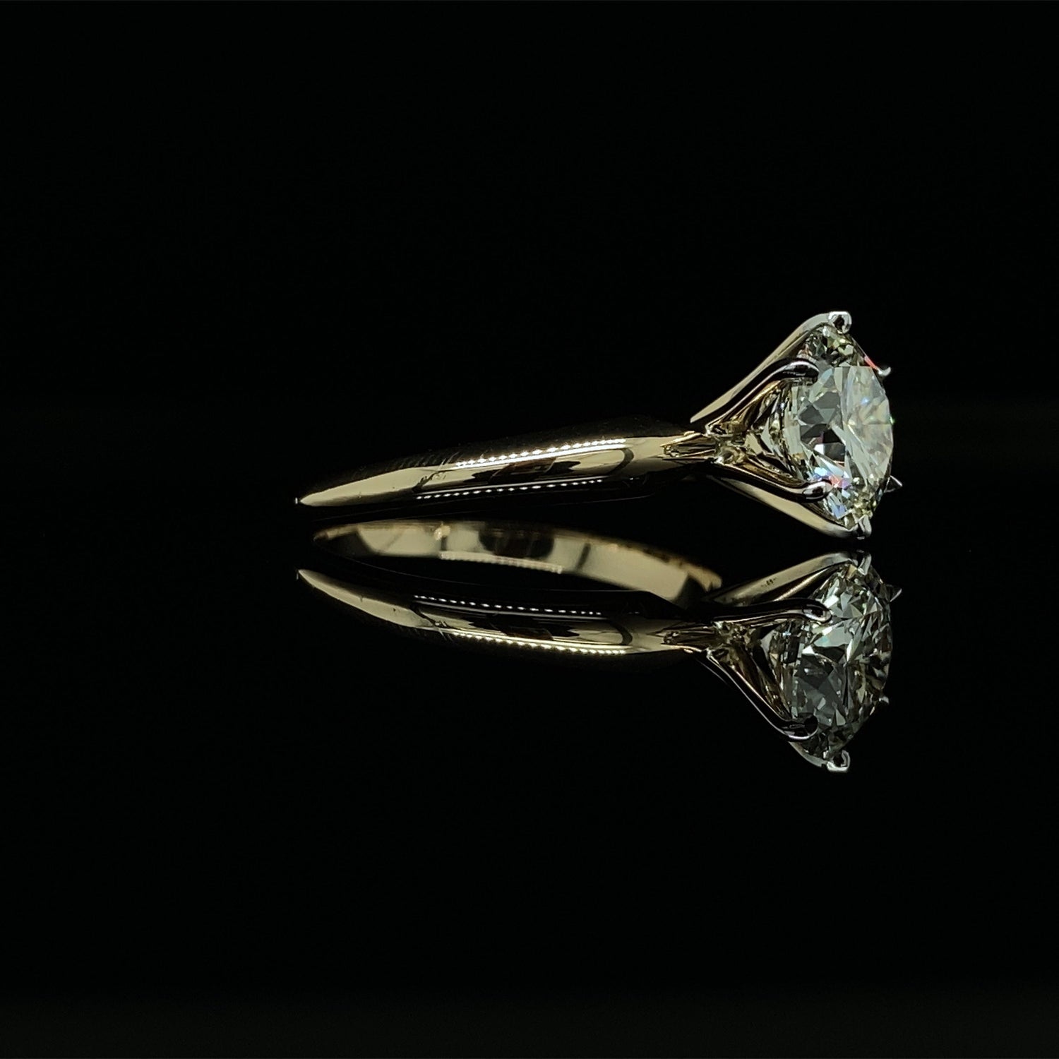 1.5 CT Natural Round-Cut Diamond Six Prong Engagement Ring