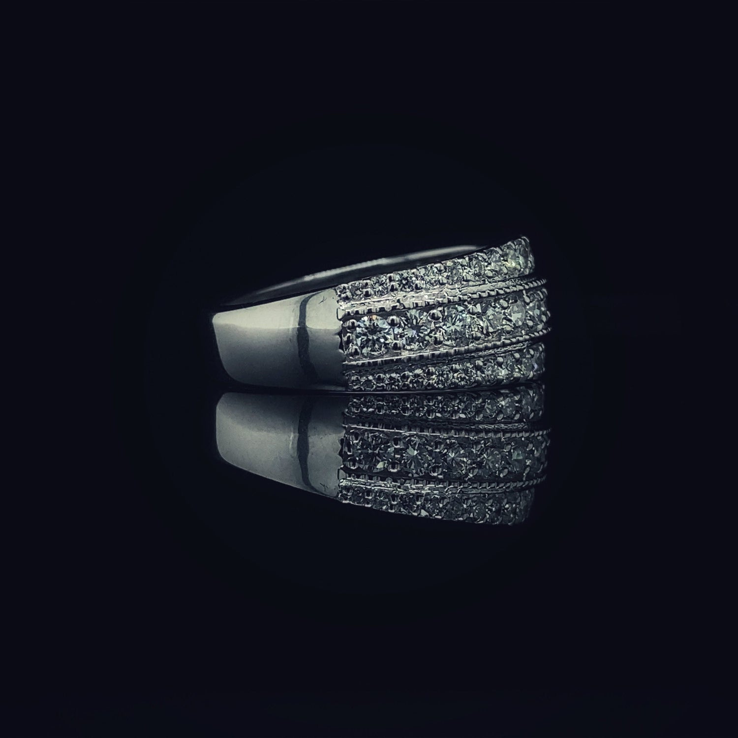 14K White Gold 1.56 CT Diamond Statement Ring