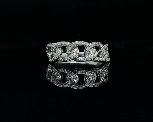 10K White Gold 0.5 CT Diamond Twist Stackable Band