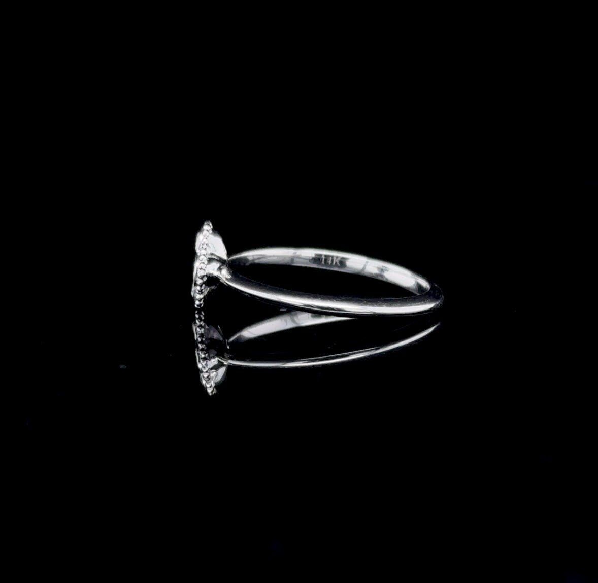 14K Gold 0.22 CT Clover Diamond Ring